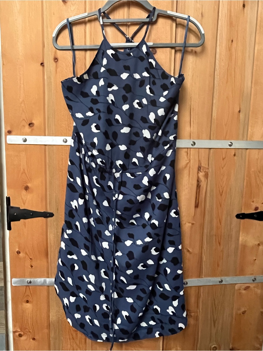 Navy Loft Patterned Halter Neck Dress